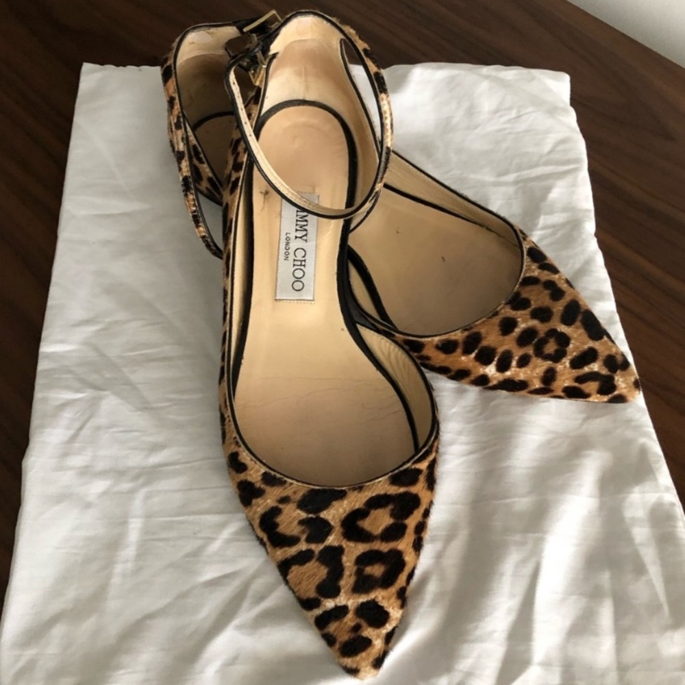 Jimmy Choo Calf Hair Leopard Print Flats